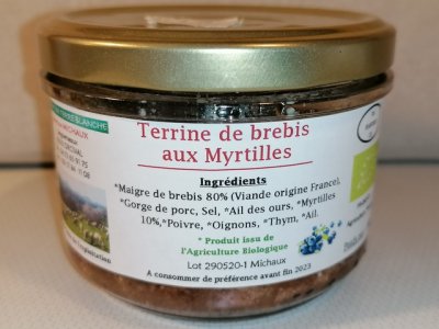 Terrines de Brebis Bio aux Myrtilles d'Orcival